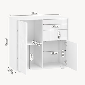 Comò Paarl con 2 Ante e 2 Cassetti 74x79x36 cm [en.casa] 