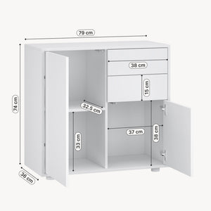 Comò Paarl con 2 Ante e 2 Cassetti 74x79x36 cm [en.casa] 