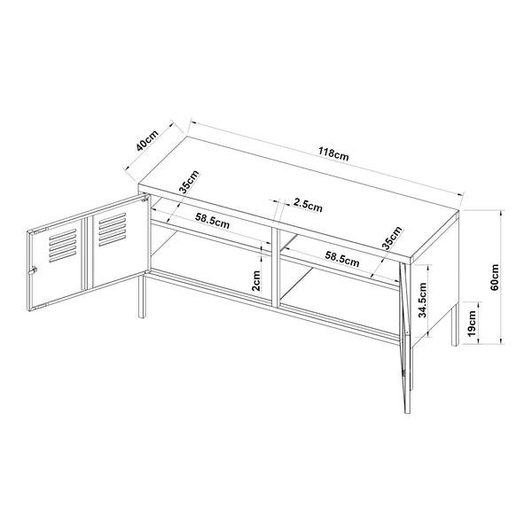 Sideboard Pyhtää 118x40x60cm Acciaio [en.casa]
