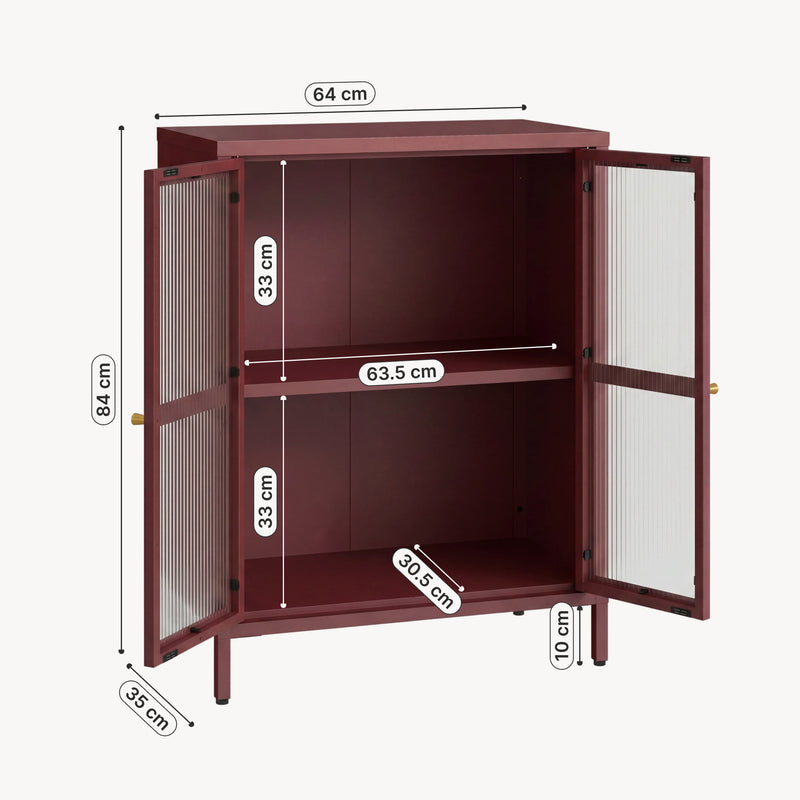 Schizzo in scala Credenza Säkylä Comò con Ante in Vetro Scanalato [en.casa]