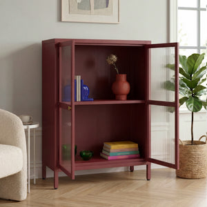 Credenza Säkylä Comò con Ante in Vetro Scanalato [en.casa]