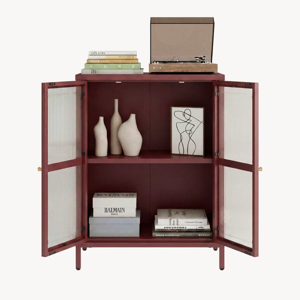 Credenza Säkylä Comò con Ante in Vetro Scanalato [en.casa]