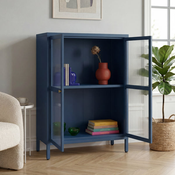 Credenza Säkylä Comò con Ante in Vetro Scanalato [en.casa]