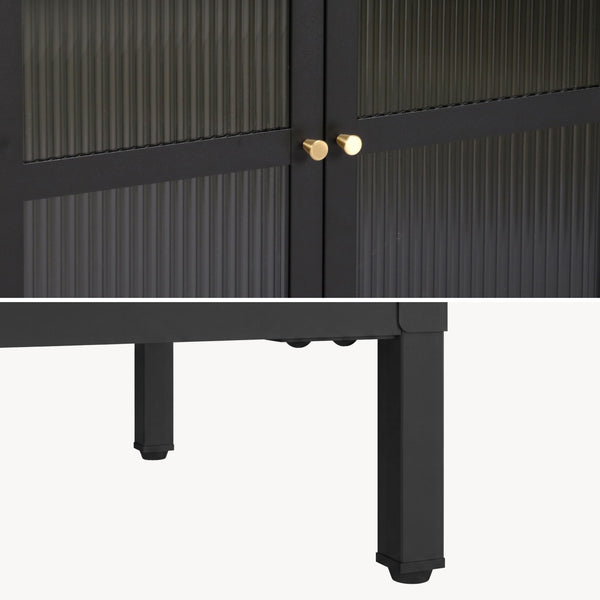 Credenza Säkylä Comò con Ante in Vetro Scanalato [en.casa]