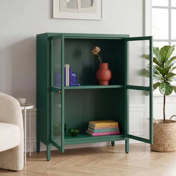 Credenza Säkylä Comò con Ante in Vetro Scanalato [en.casa]