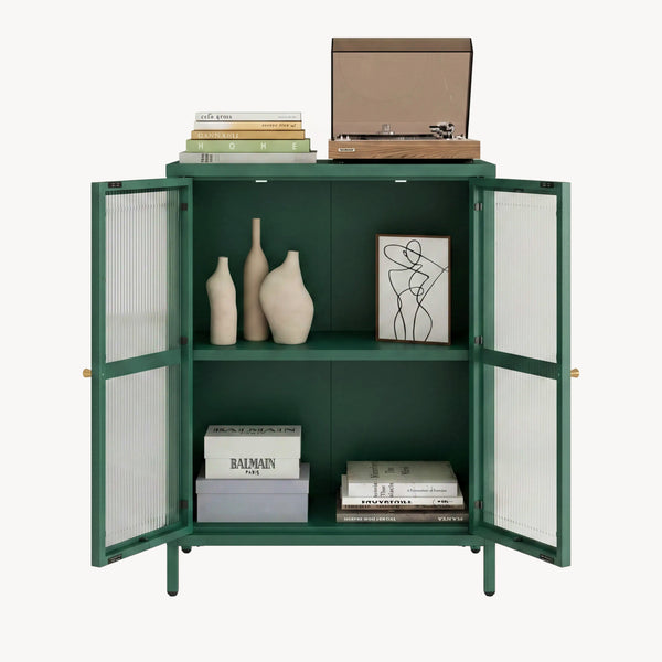 Credenza Säkylä Comò con Ante in Vetro Scanalato [en.casa]