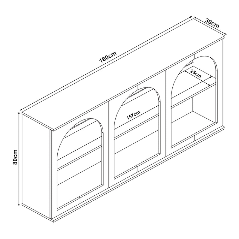 Schizzo in scala Credenza Trorhun Mobile Contenitore con Ripiano - Vari Misure e Colori [en.casa]