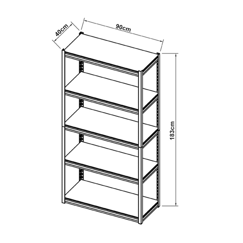 Schizzo in scala Scaffale Industriale Austrheim in Acciaio 183 x 90 x 40 cm - Vari Colori [en.casa] 