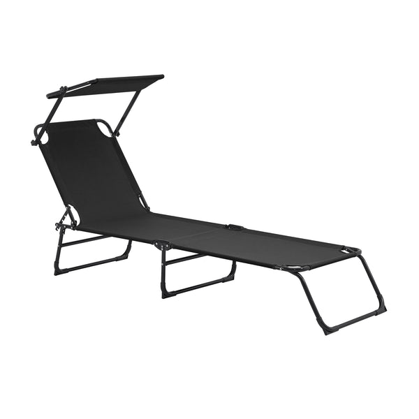 Set di 2 Lettini Prendisole Lomeda con Tettuccio Parasole e Schienale Reclinabile casa.pro