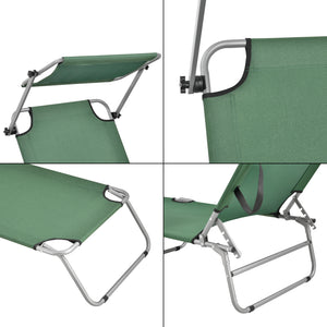 Set di 2 Lettini Prendisole Argozelo Pieghevoli con Tettuccio Parasole Regolabile casa.pro