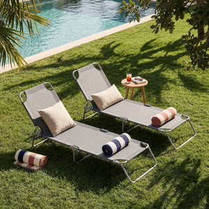 Set di 2 Lettini Prendisole Carcao con Schienali Reclinabili Sdraio Portatile casa.pro