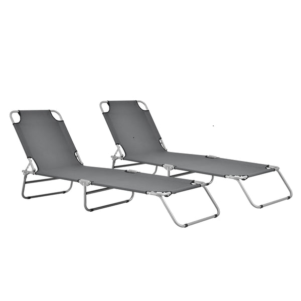 Set di 2 Lettini Prendisole Carcao con Schienali Reclinabili Sdraio Portatile casa.pro