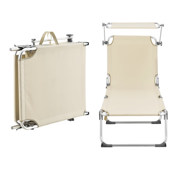 Lettino Prendisole Pieghevole Legorreta con Tettuccio Parasole e Schienale Reclinabile [en.casa]