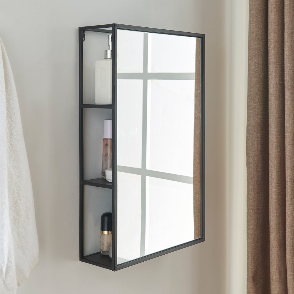 Specchio da parete Sunne con mensola nero in diverse varianti [en.casa] - premiumXL