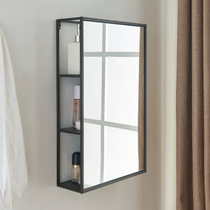 Specchio da parete Sunne con mensola nero in diverse varianti [en.casa] - premiumXL