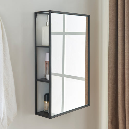 Specchio da parete Sunne con mensola nero in diverse varianti [en.casa] - premiumXL