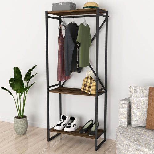 Stand Appendiabiti 'Ulstein' Organizzatore Guardaroba con Barra Variabile e 3 Ripiani - Vari Colori [en.casa] 