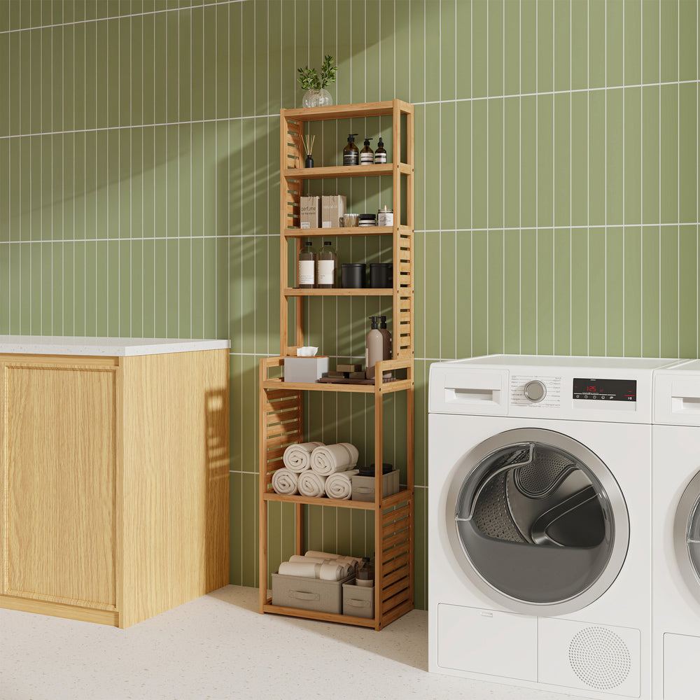 Scaffale Forssa 165 x 42 x 28 cm bambù naturale [en.casa] - premiumXL