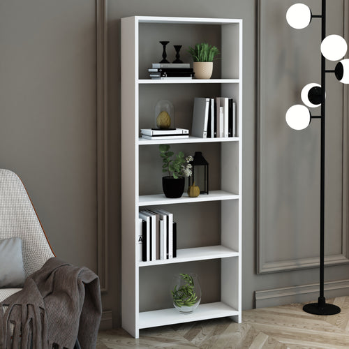 Libreria a 5 Ripiani 'Svinninge' Scaffale da Terra - Varie Misure - Mobile Espositore - Bianco [en.casa] 