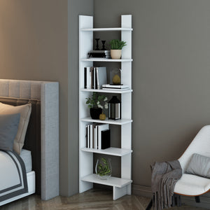 Libreria 'Midtdjurs' Scaffale da Terra Mobile Espositore a 6 Ripiani - Bianco [en.casa] 