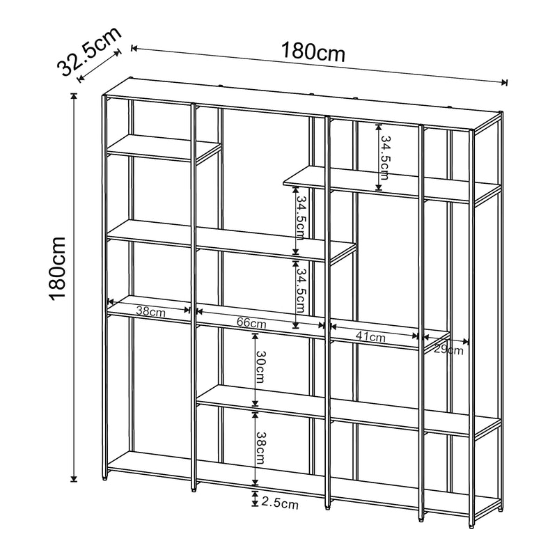 Schizzo in scala Scaffale da Terra Rælingen Libreria con Ripiani Aperti [en.casa] 