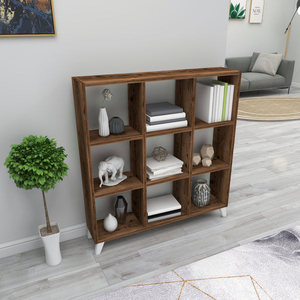 Libreria 'Svedala' Scaffale da Terra con 9 Scomparti Aperti a Forma di Cubo Mobile Espositore - Vari Colori [en.casa] 