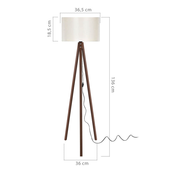 Lampada da Terra 'Rochester' a Treppiedi con Paralume in Tessuto/PVC - Vari colori [lux.pro]
