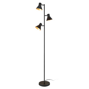 Lampada da terra Pinntorp 3 fiamme E27 Metallo Nero-Oro [lux.pro]