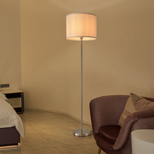 Lampada da terra Tamworth E27 argento tessuto [lux.pro] - premiumXL