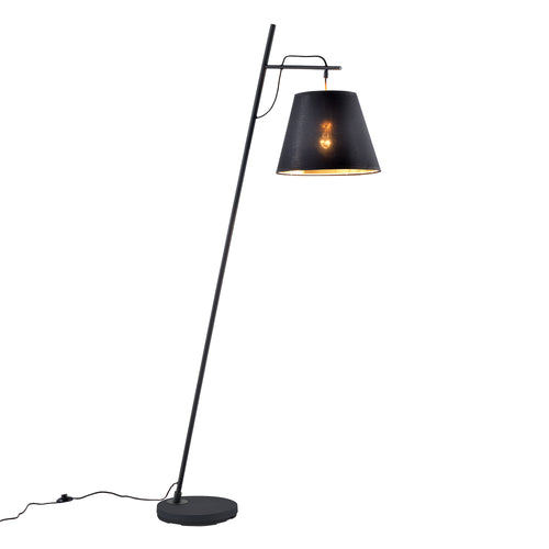 Lampada da Terra 'Nottingham' Piantana Pendente in Metallo con Paralume in Tessuto - Nero [lux.pro]