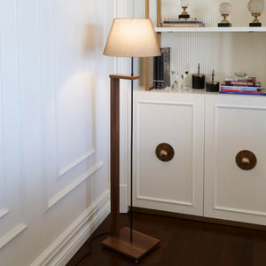 Lampada da Terra 'Bromwich' Lampada a Stelo con Sostegno in MDF color Legno Piantana con Paralume  in Tessuto a Forma di Cono - Vari Colori - lux.pro