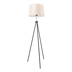 Lampada da Terra 'Orpington' Alta 160 cm Piantana Tripode Lampada a Treppiede Nera con Paralume a Tronco di Cono Alto color Crema - lux.pro