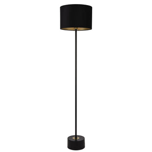 Lampada da Terra Alta 157 cm Piantana Dritta con Paralume Cilindrico Ø 35 cm in Tessuto Lampada a Stelo in Metallo - Nero - lux.pro