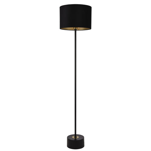 Lampada da Terra Alta 157 cm Piantana Dritta con Paralume Cilindrico Ø 35 cm in Tessuto Lampada a Stelo in Metallo - Nero - lux.pro