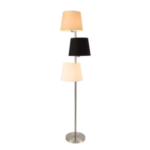 Lampada da Terra Alta 149 cm Piantana Dritta con Stelo in Metallo e 3 Paralumi Conici in Tessuto 3 Colori Diversi - lux.pro