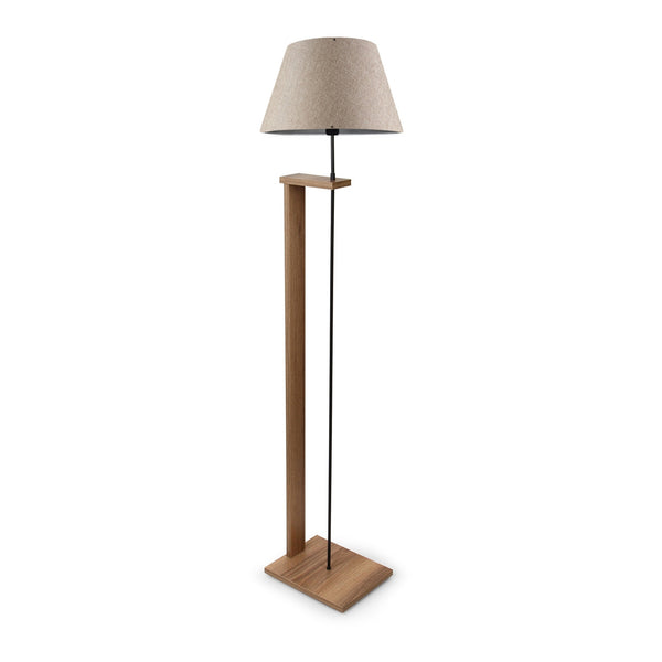 Lampada da Terra 'Bromwich' Lampada a Stelo con Sostegno in MDF color Legno Piantana con Paralume  in Tessuto a Forma di Cono - Vari Colori - lux.pro