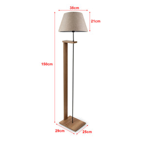 Lampada da Terra 'Bromwich' Lampada a Stelo con Sostegno in MDF color Legno Piantana con Paralume  in Tessuto a Forma di Cono - Vari Colori - lux.pro