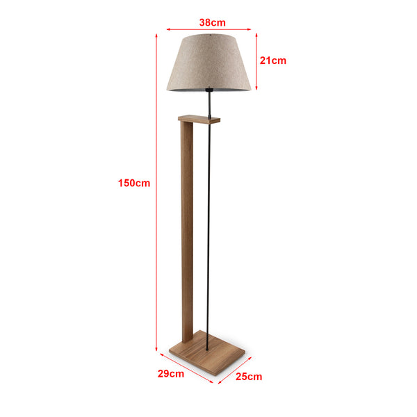 Lampada da Terra 'Bromwich' Lampada a Stelo con Sostegno in MDF color Legno Piantana con Paralume  in Tessuto a Forma di Cono - Vari Colori - lux.pro