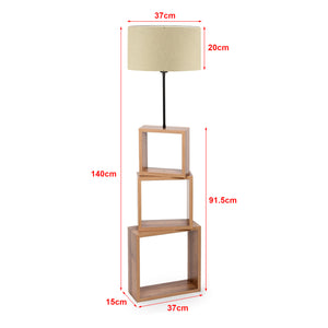 Lampada da Terra 'Mansfield' Piantana con Base a 3 Scomparti Forma di Cubo e Paralume Cilindrico in Tessuto - Vari Colori - lux.pro 