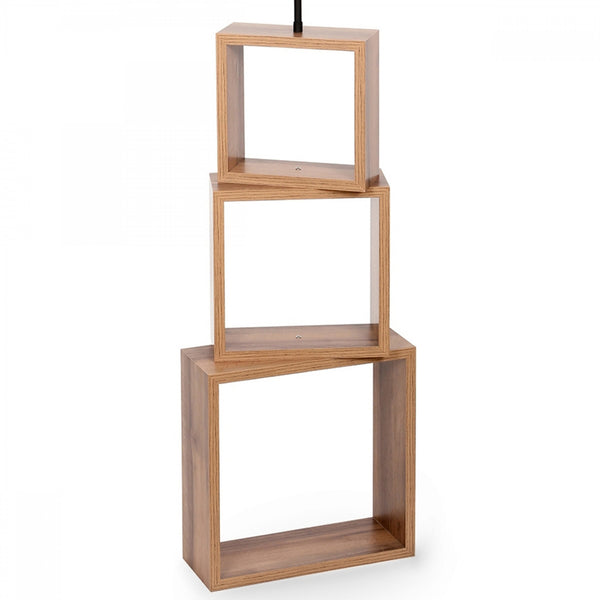 Lampada da Terra 'Mansfield' Piantana con Base a 3 Scomparti Forma di Cubo e Paralume Cilindrico in Tessuto - Vari Colori - lux.pro 