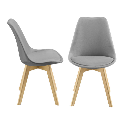 Set di 2 Sedie Sala da Pranzo/Salotto con Gambe in Legno di Faggio 2 Sedie in Plastica Rivestite in Tessuto - Vari Colori