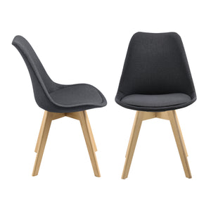 Set di 2 Sedie Sala da Pranzo/Salotto con Gambe in Legno di Faggio 2 Sedie in Plastica Rivestite in Tessuto - Vari Colori