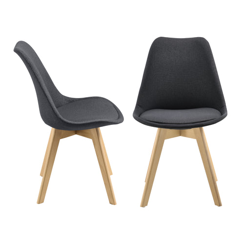 Set di 2 Sedie Sala da Pranzo/Salotto con Gambe in Legno di Faggio 2 Sedie in Plastica Rivestite in Tessuto - Vari Colori