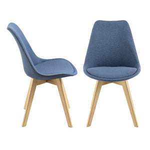Set di 2 Sedie Sala da Pranzo/Salotto con Gambe in Legno di Faggio 2 Sedie in Plastica Rivestite in Tessuto - Vari Colori