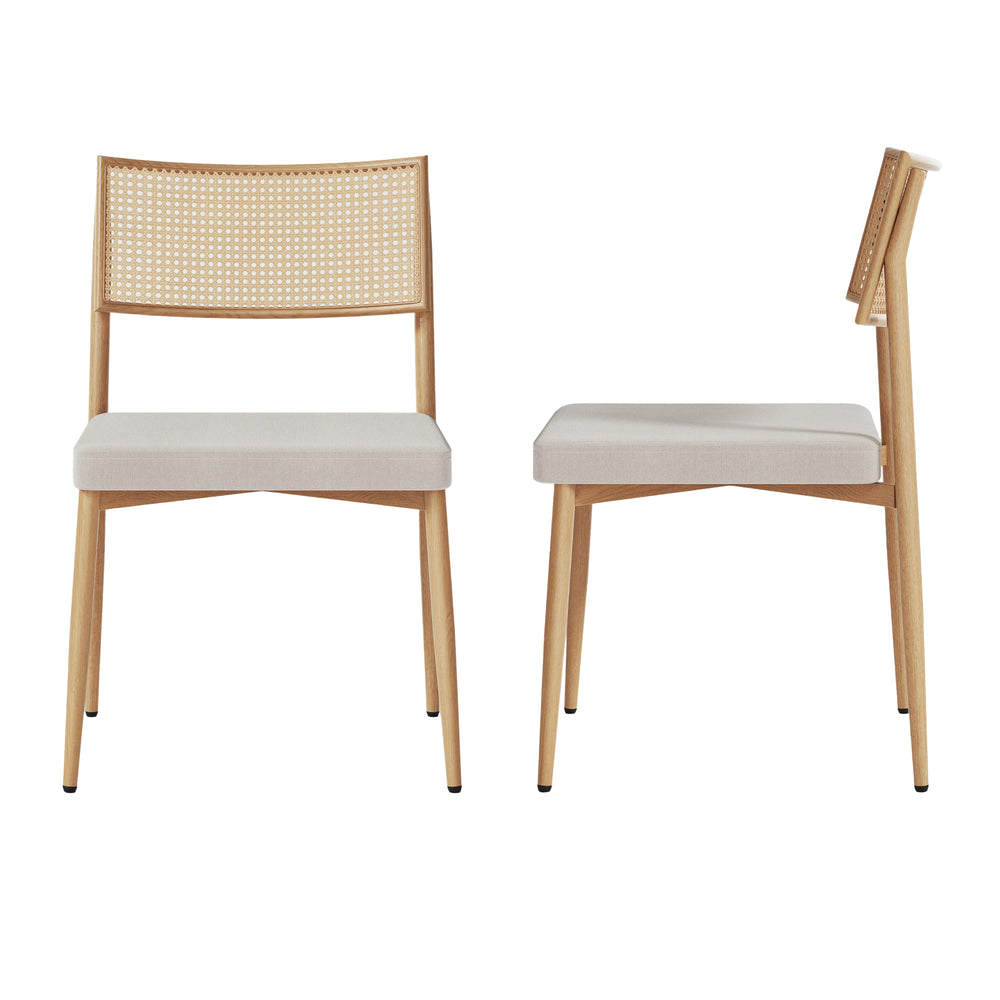Set di Sedie Jördfjok da Sala Pranzo Imbottite con Schienale Effetto Rattan / Beige [en.casa]