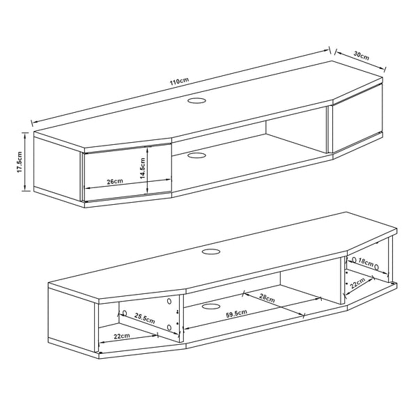 Mensola TV Tørring Sospesa a Muro 17,5 x 110 x 30 cm Vari Colori [en.casa] 