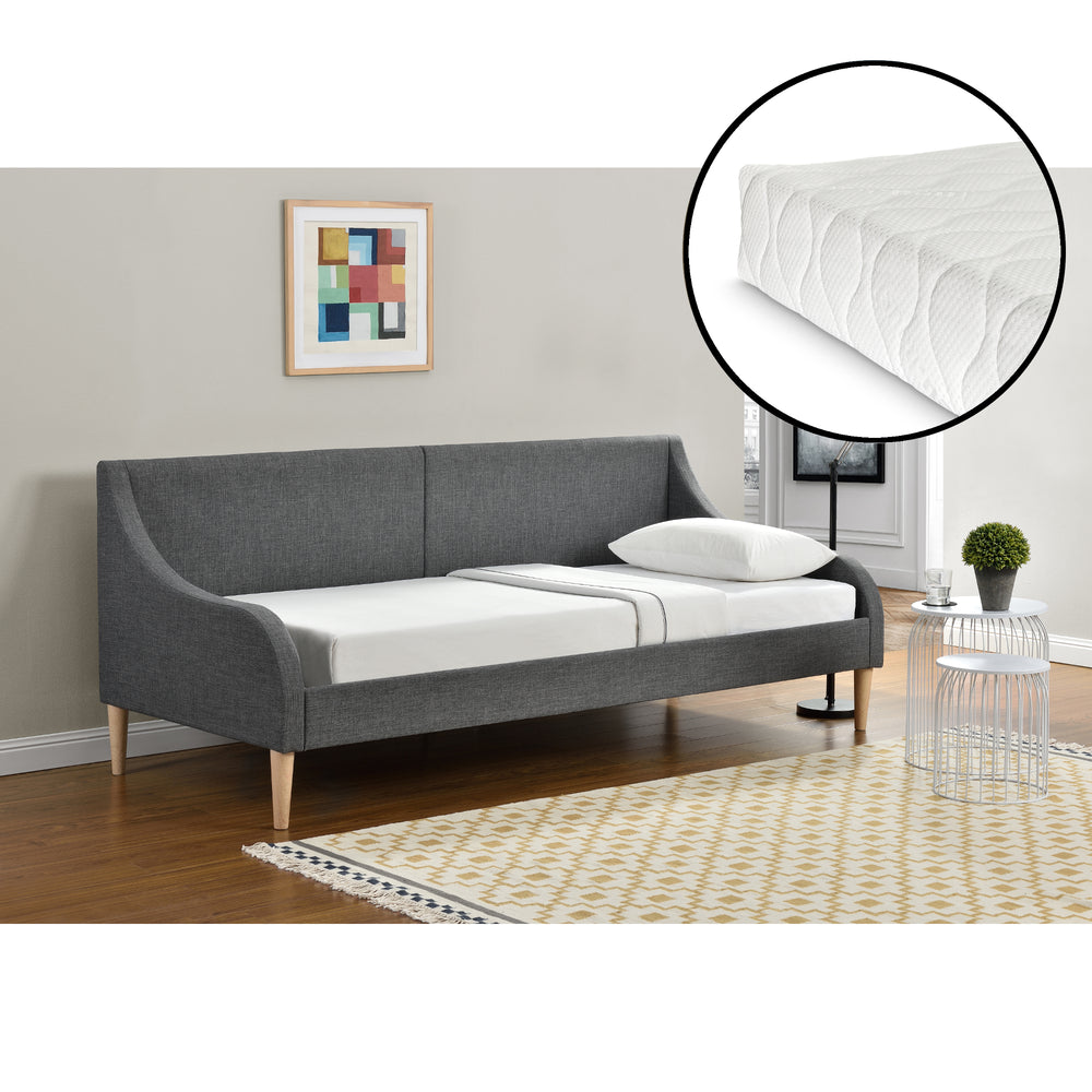 Letto da giorno 90x200 cm con o senza materasso in schiuma fredda grigio scuro en.casa - premiumXL