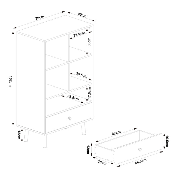Libreria con cassetto Reyljand [en.casa]