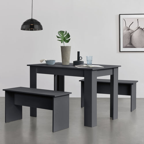 Set Hokksund per Sala da Pranzo Tavolo e 2 Panche - Vari Colori [en.casa]