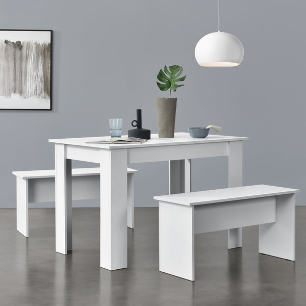 Set Hokksund per Sala da Pranzo Tavolo e 2 Panche - Vari Colori [en.casa]
